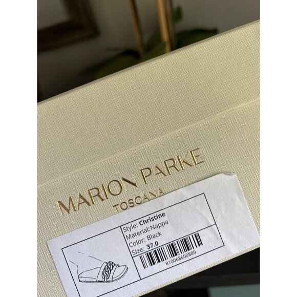 Marion Parke Christine Chain Slide Sandal Black Womens Size 37 7 - Picture 12 of 12